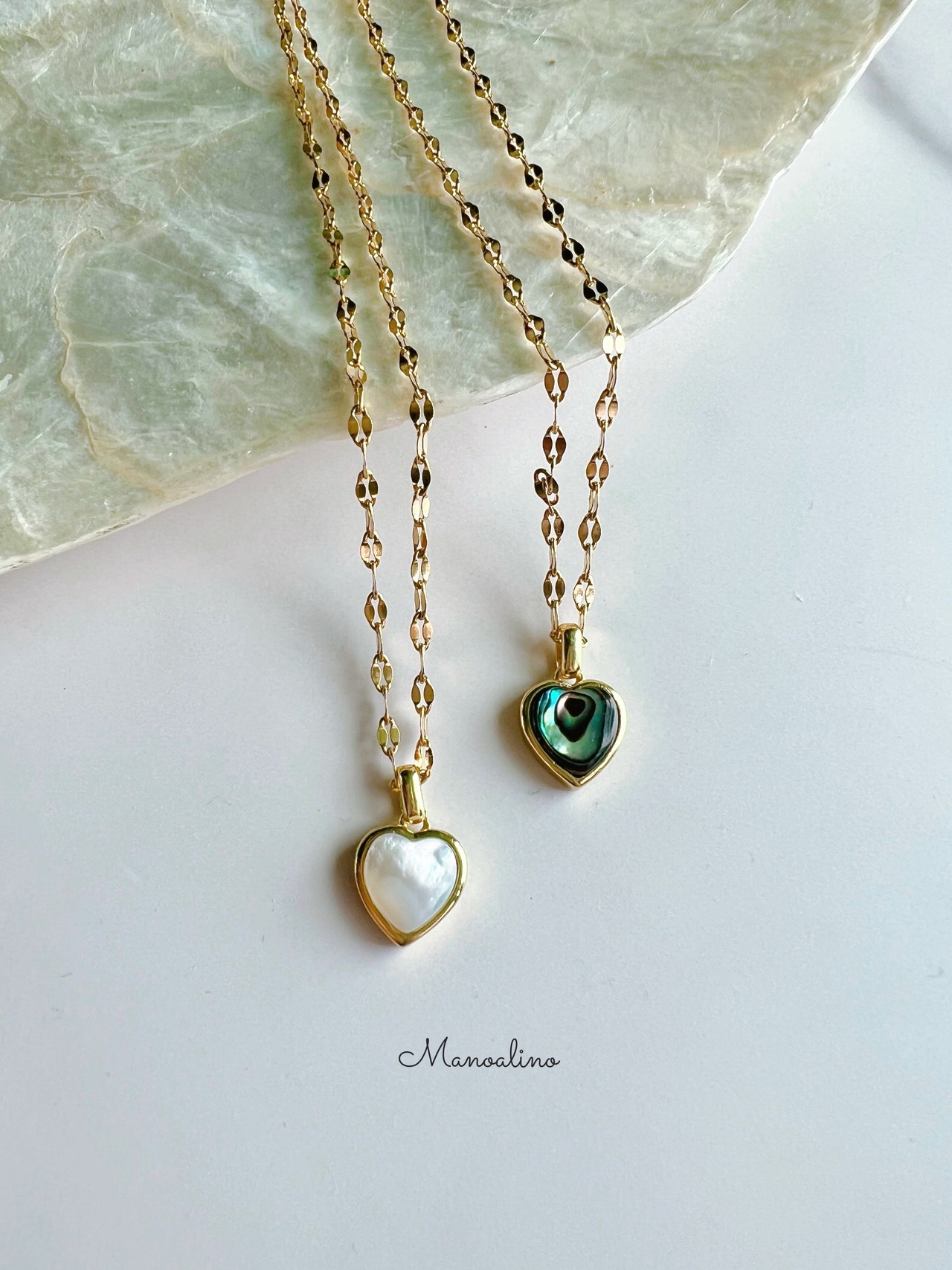 Tiny Pu'uwai heart paua/mother of perl(ミニハートパウア/マザーオブパールネックレス)