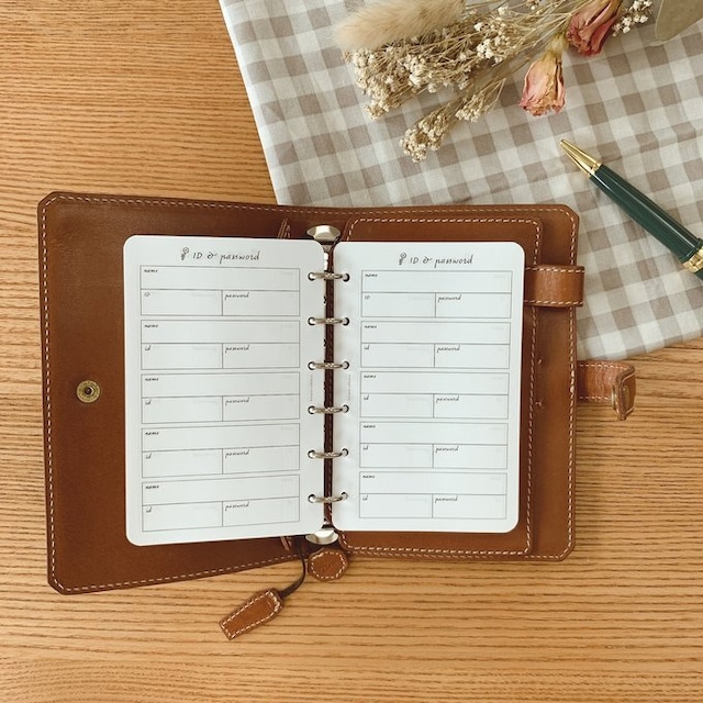 ミニ6穴サイズ/ID&パスワードリフィル