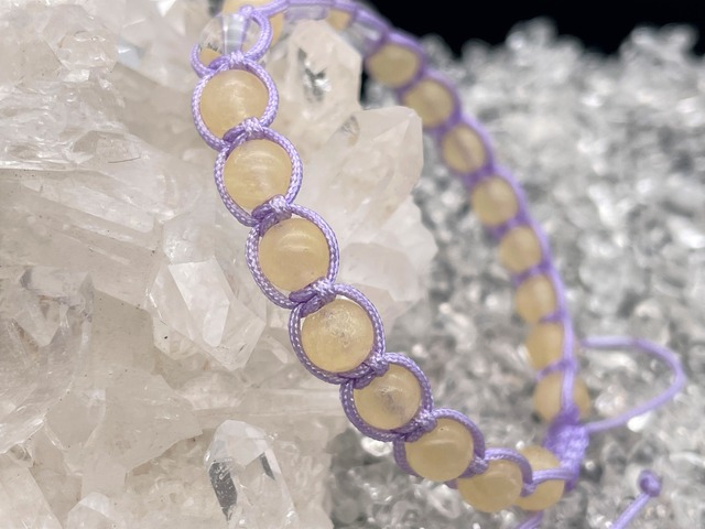 編みブレスレット（イエロージェード・水晶ヒランヤ）