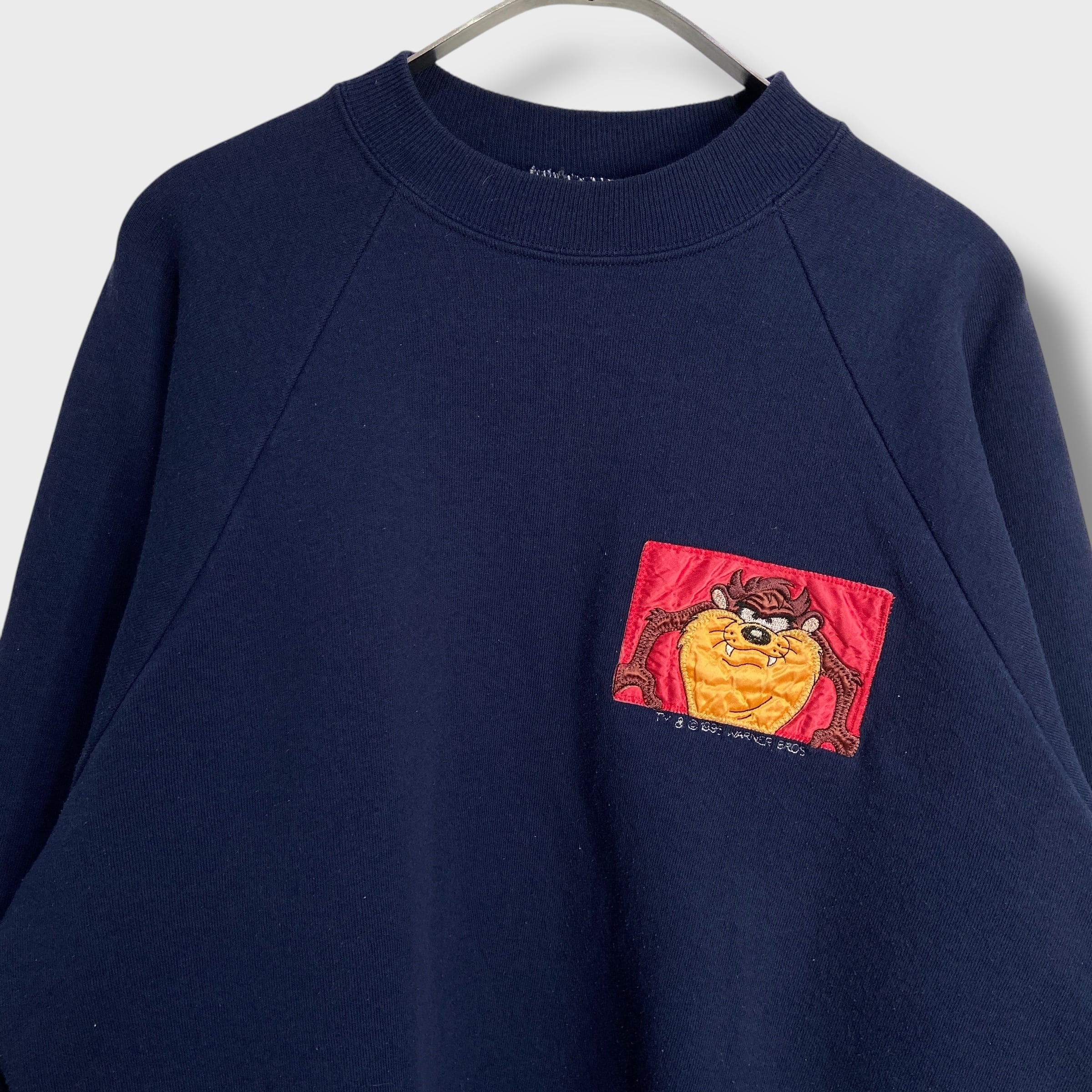 90s USA製 ルーニーテューンズ キャラクタースウェット タズ 紺 XL