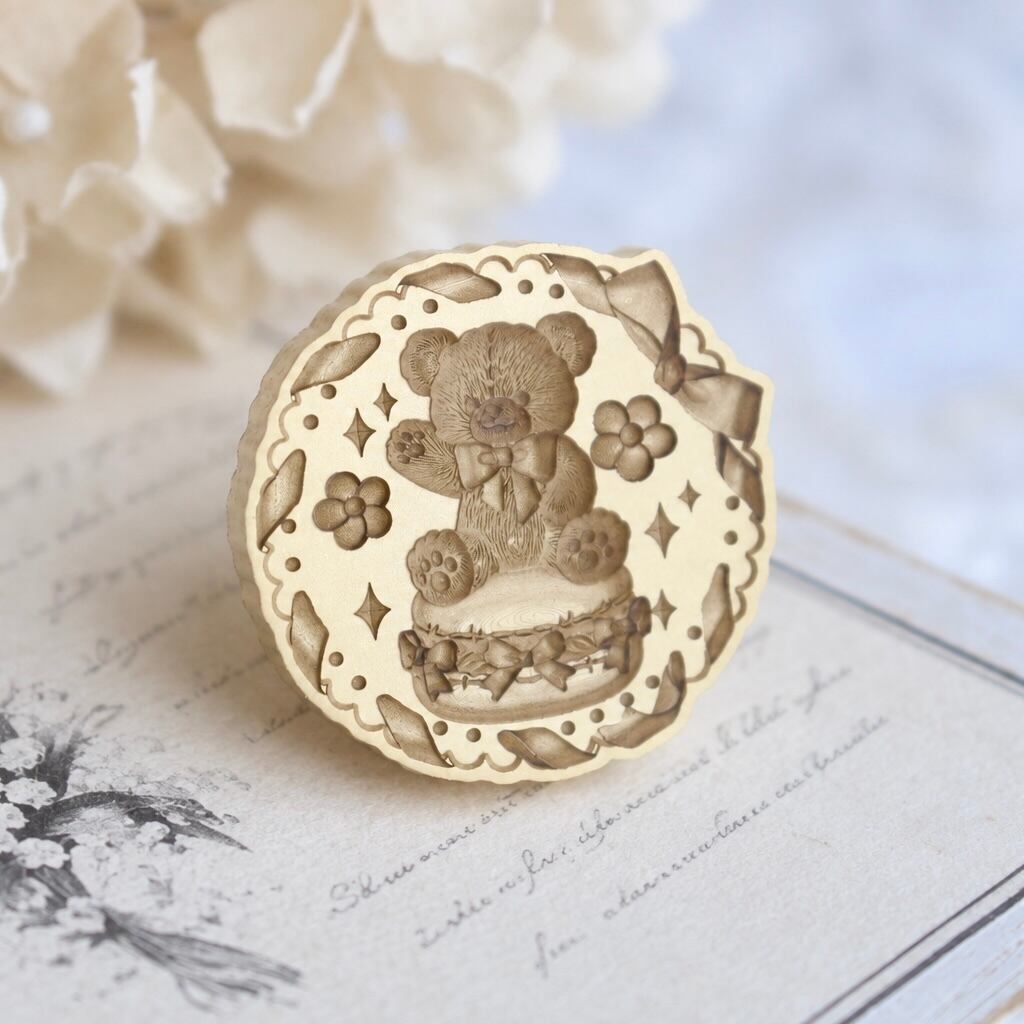 【少数入荷】Wax Seal Stamp Fluffy Macaron Bear【ヘッドのみ】