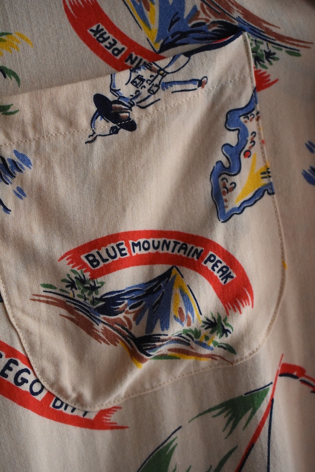 OK/50-60's "unknown" rayon hawaian shirt