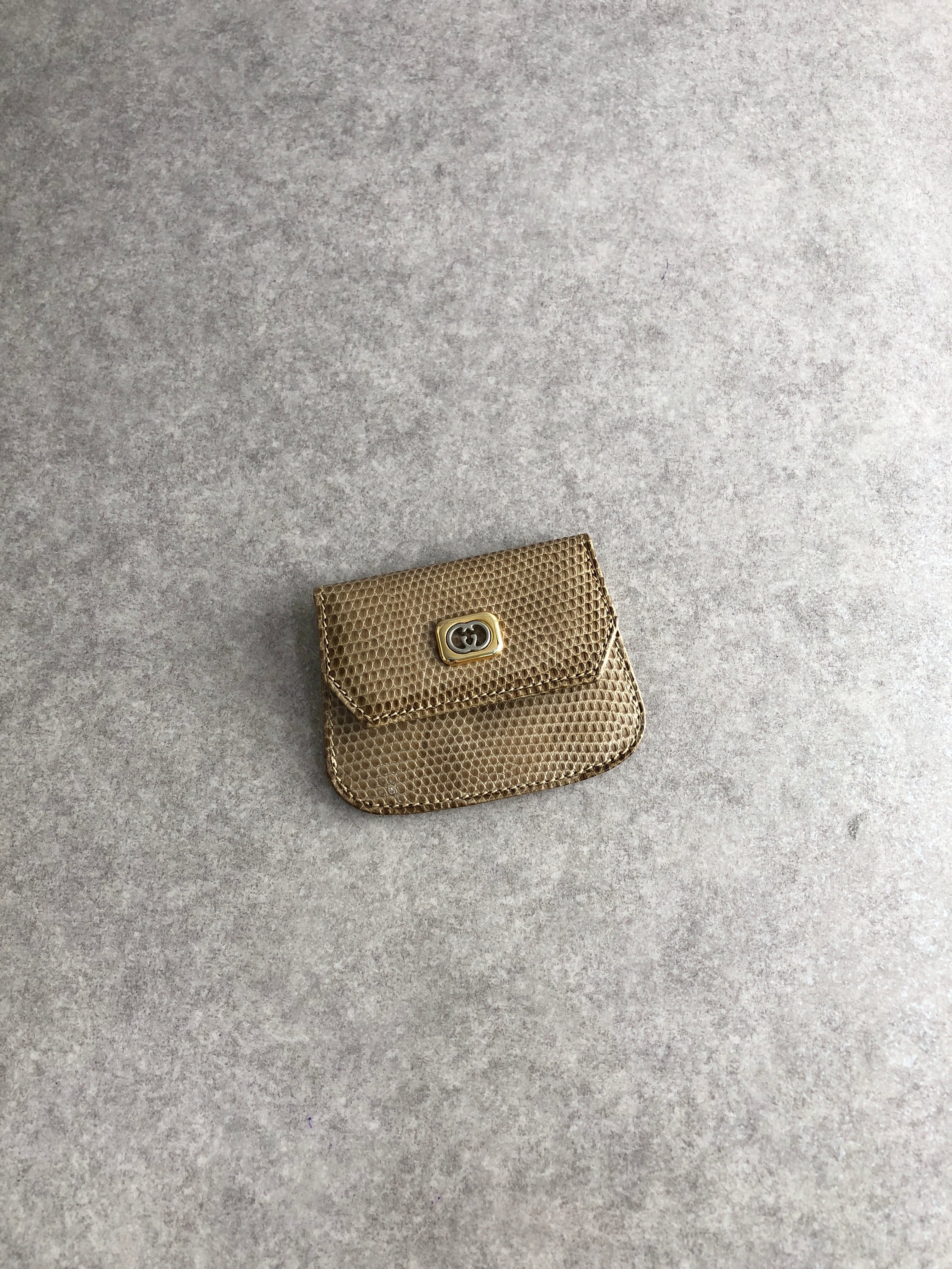 GUCCI グッチ 財布 ブラウン GG リザード型押し コインケース vintage