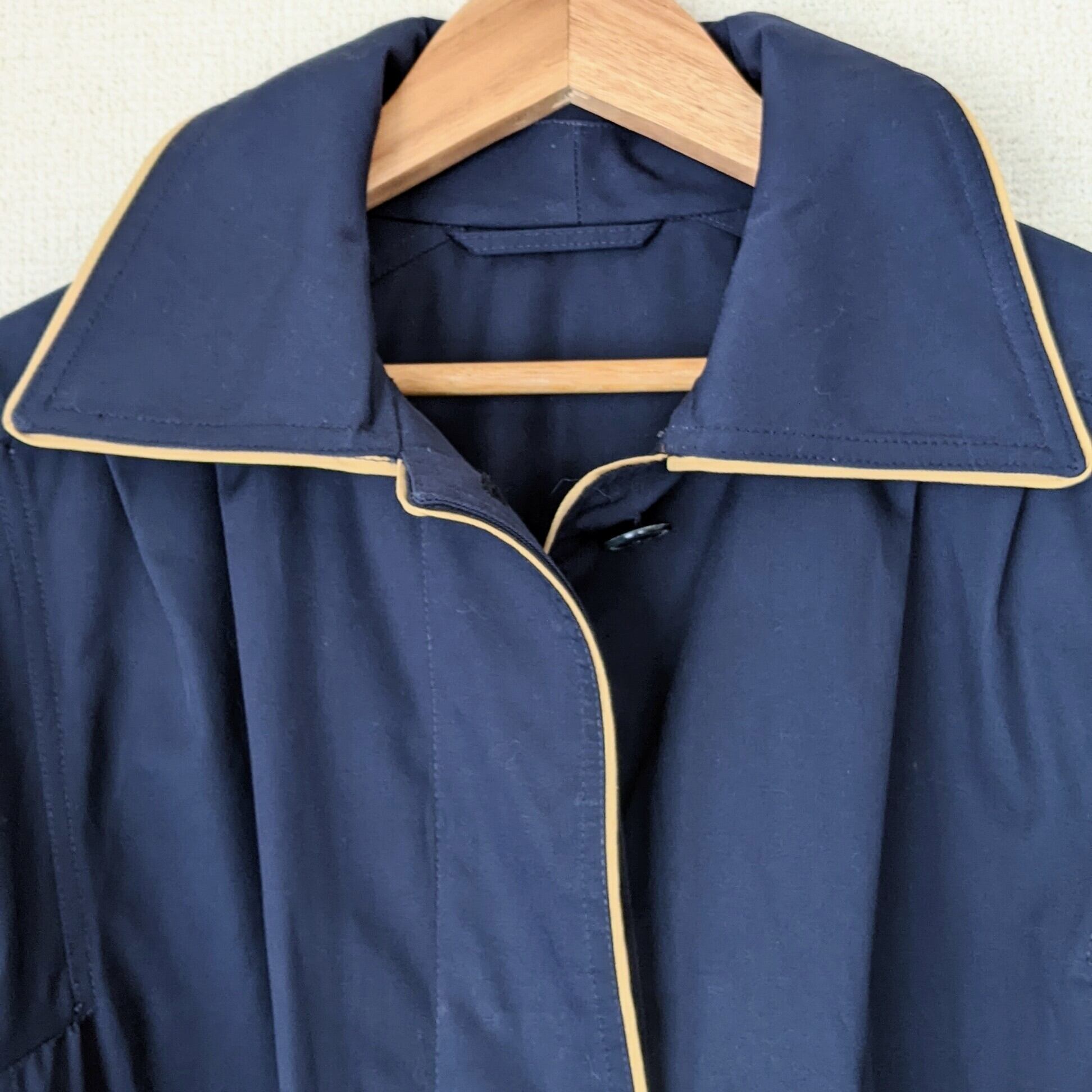 vintage】LANVIN PARIS ステンカラーコート 比翼仕立て パイピング