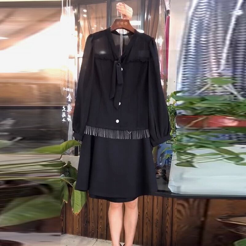 プラスサイズの女性の2020年秋の新しいスタイルのファットシスターウエスタンスタイルのスリムなシフォンフリンジドレスとファットでファッションを増やす ミックスインファッション78303973397