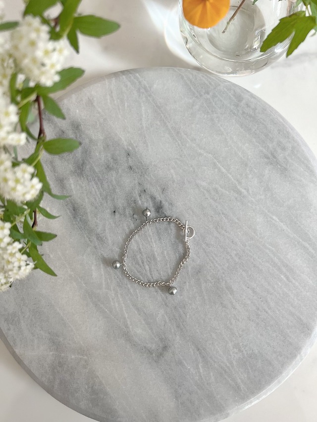 （special　collaboration）グレー淡水パール×silver925チェーン４wayネックレス