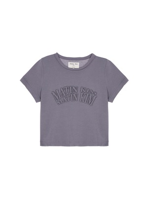 [Matin Kim] MATIN CRESCENDO LOGO CROP TOP IN SMOKE BLUE 正規品 韓国ブランド 韓国ファッション 韓国代行 マーティンキム matinkim