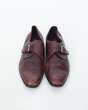 "PRADA" design monk strap leather shoes / Made In Italy (size: US7 1/2)