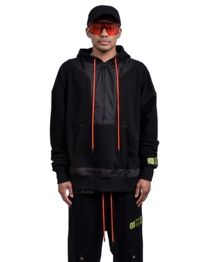 TCR ESSENTIAL TECH HOODIE  - BLACK/ORANGE