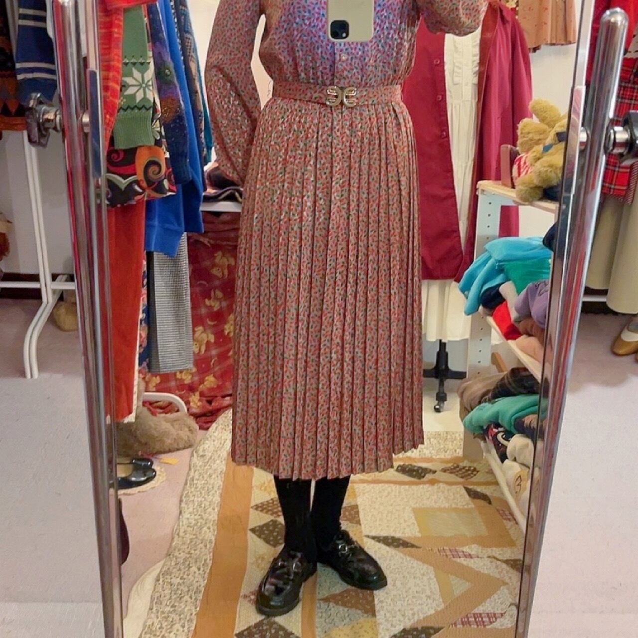 mini strawberry gold button one-piece