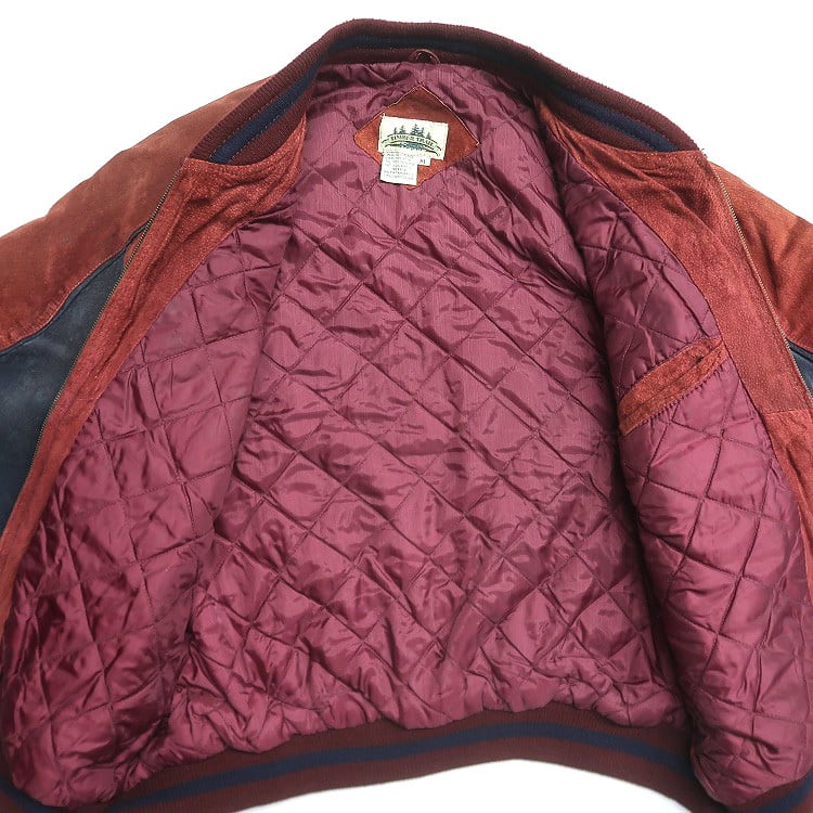 レトロ 古着 マルチカラー レザー 革 フード ブルゾン ジャケット US古着 古着 TIMBER TRAIL 本革 切り替え スウェードレザー レザージャケット