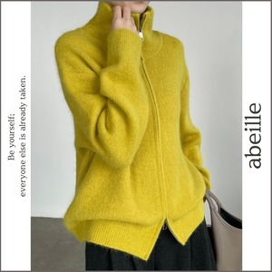 double zip high neck knit cardigan 14891