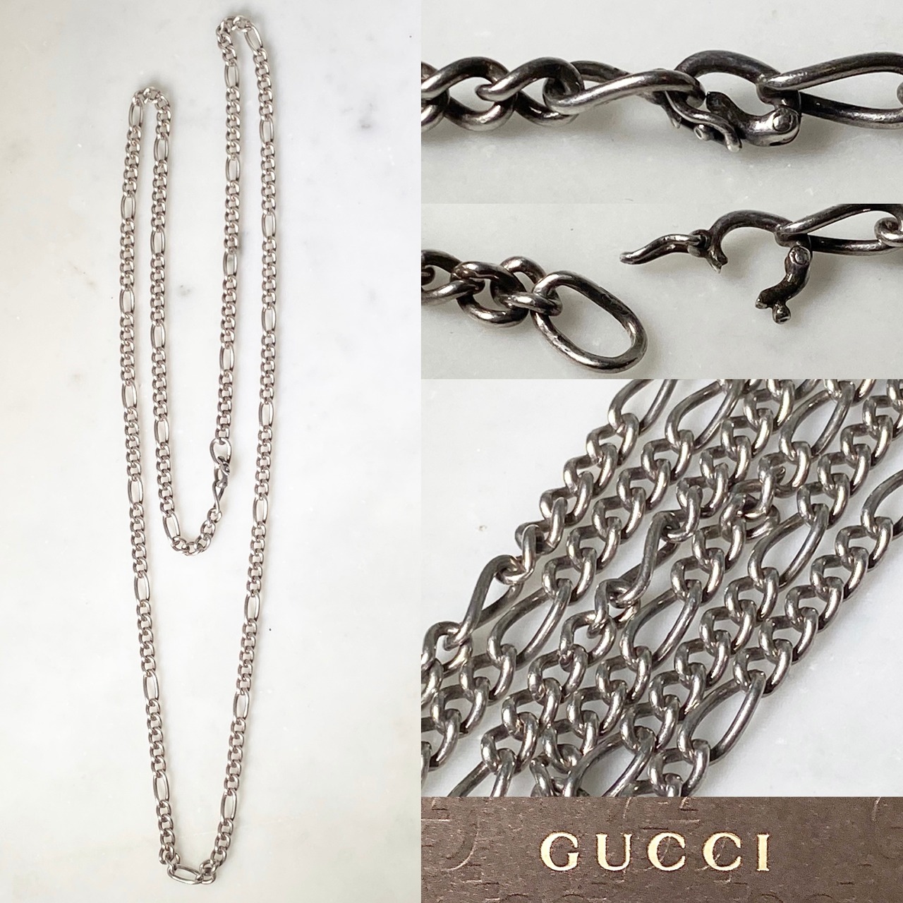 vintage GUCCI silver figaro chain necklace