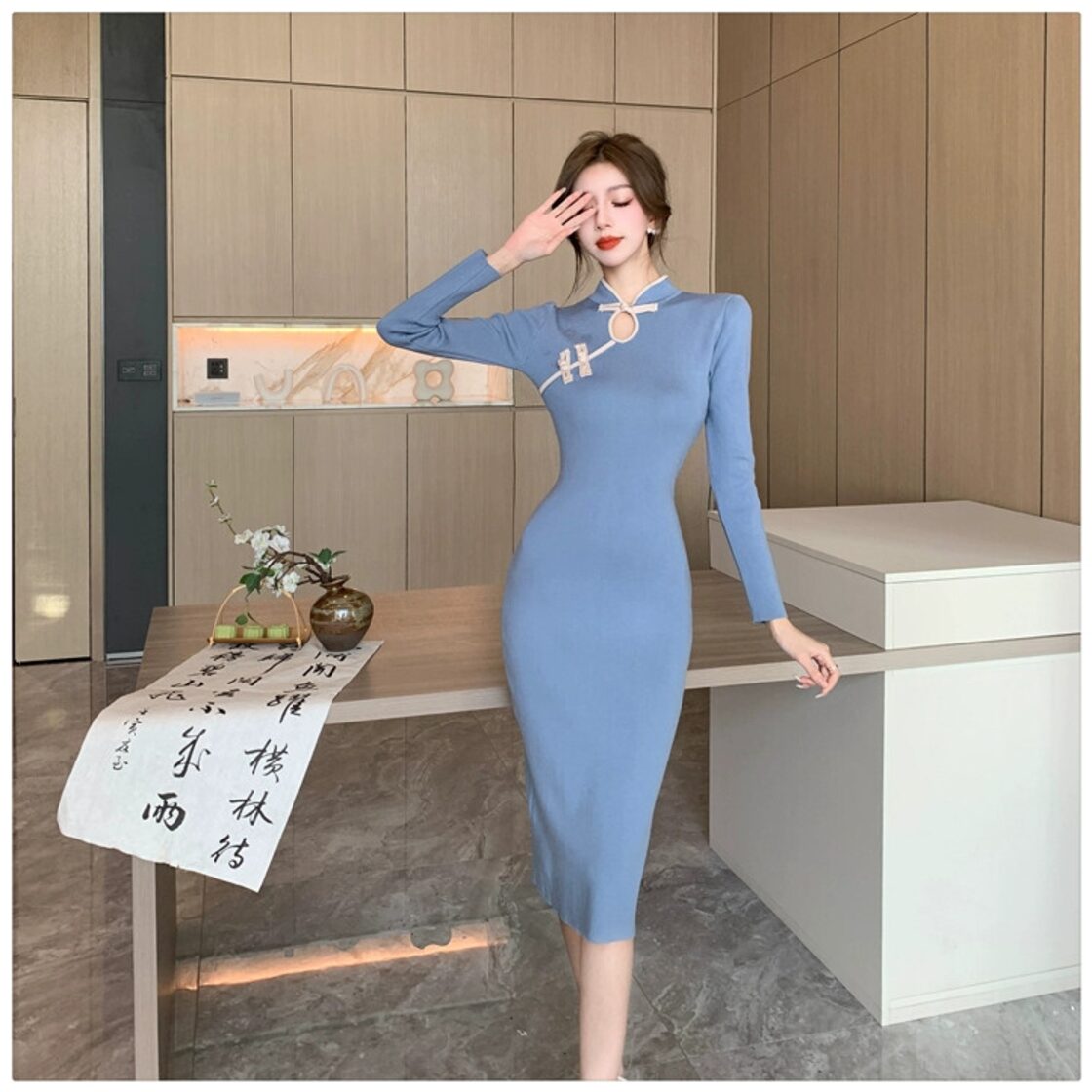 改良版のチャイナドレス女性の新しい中国風の秋と冬の若いスタイルの 