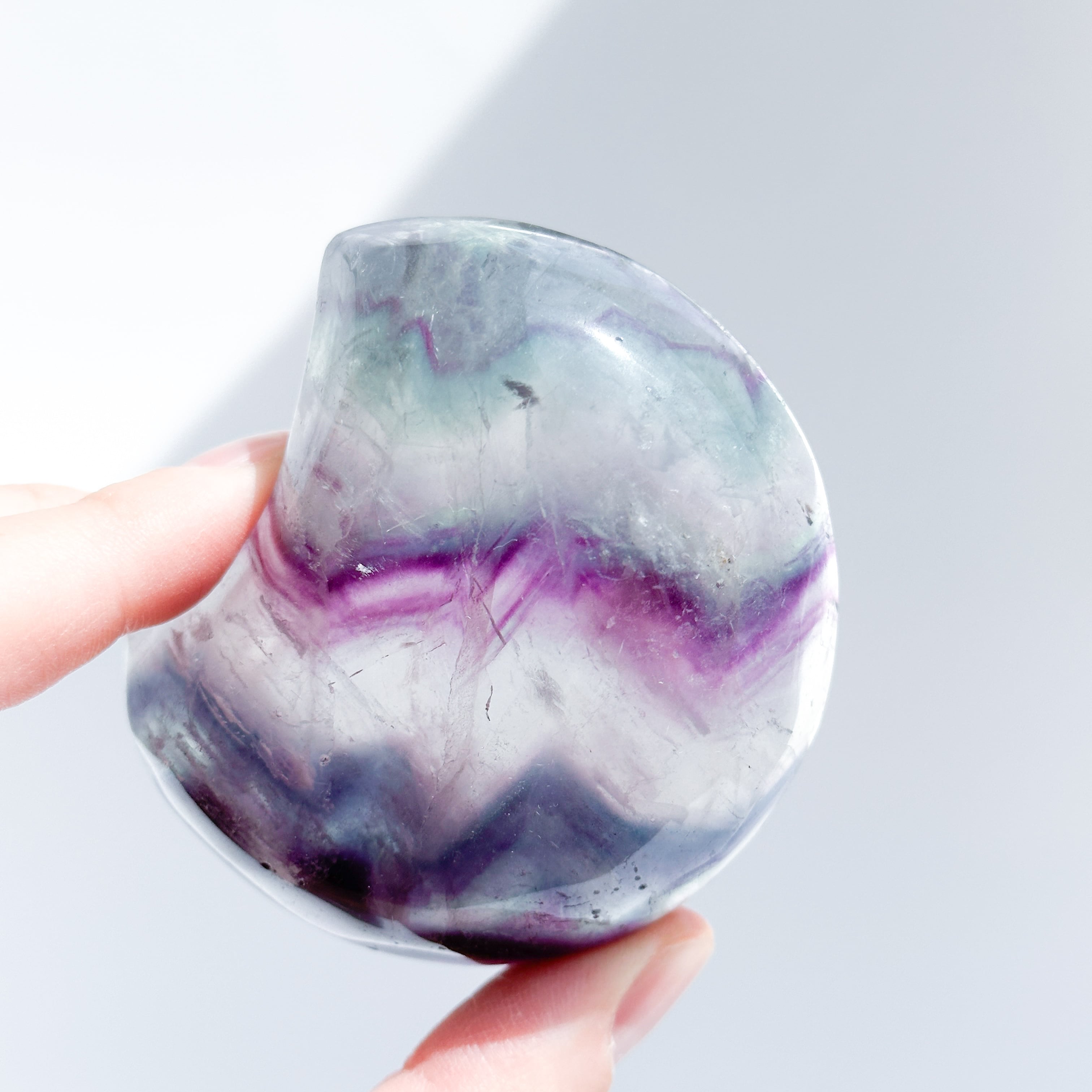 レインボーフローライト月型のうつわ03◇Fluorite◇天然石・鉱物