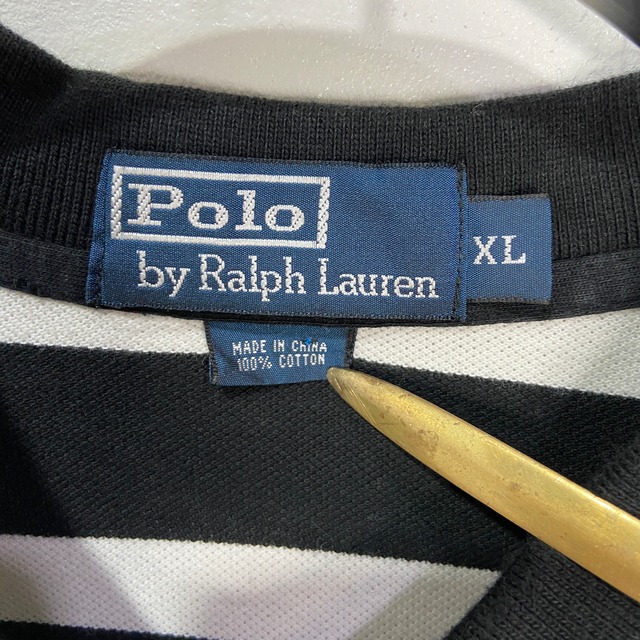 RalphLauren ラルフローレン 半袖ボーダーポロシャツ モノトーン XL