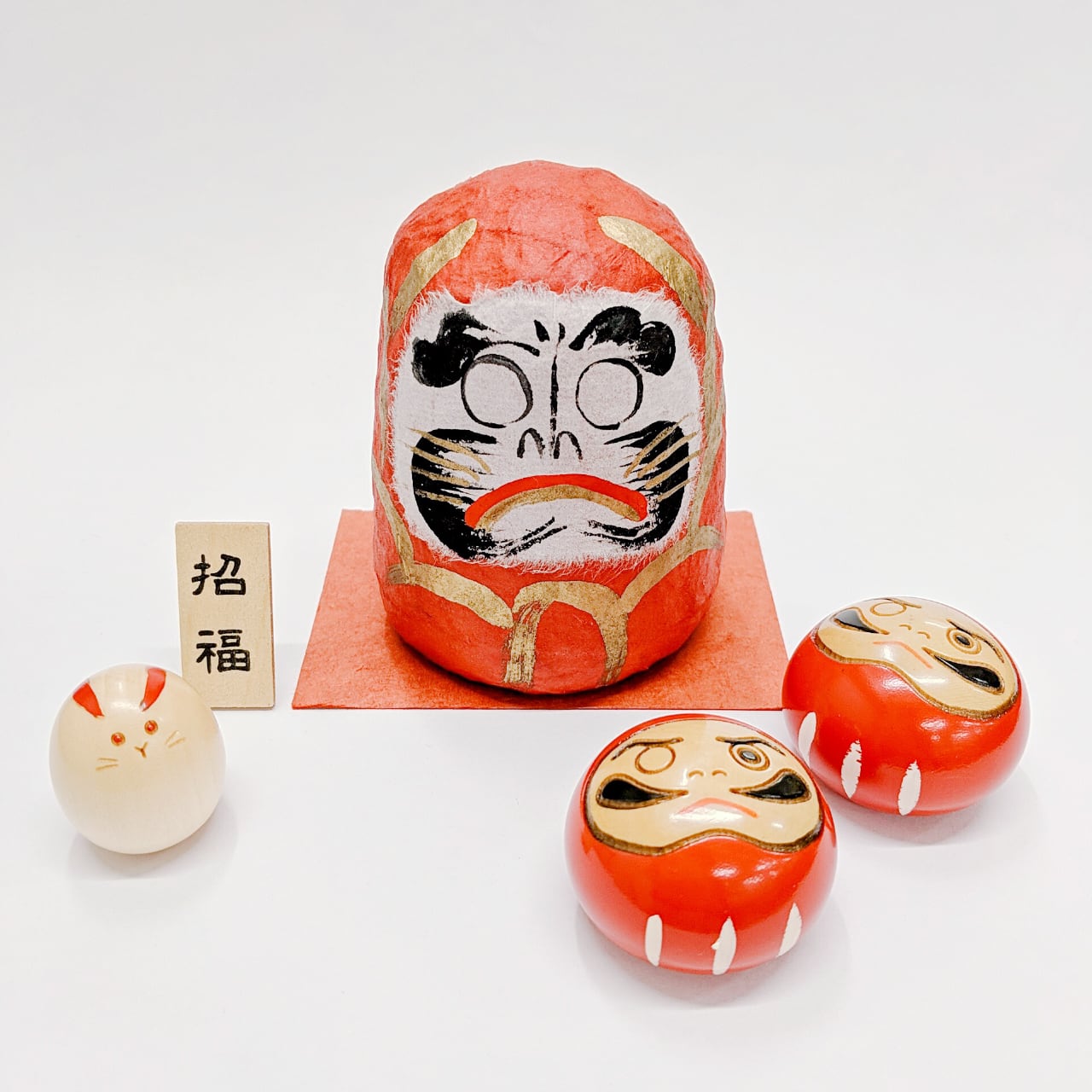 お正月だるまセット （紙塑人形・豆こけし）/かまわぬ | アルファ