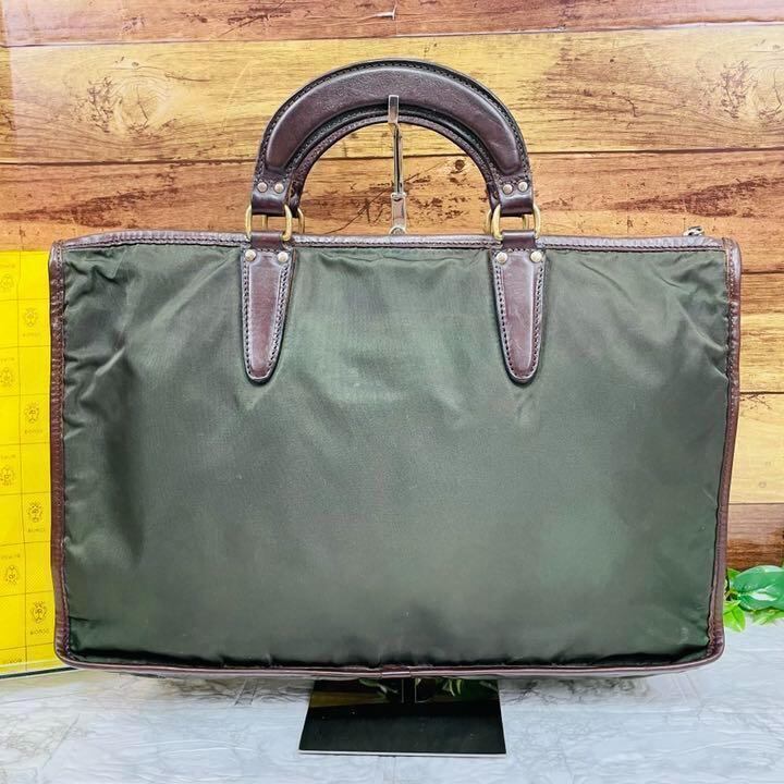 ビジネスバッグ 深緑と茶色 ナイロン レザー 正規品【フェリージ