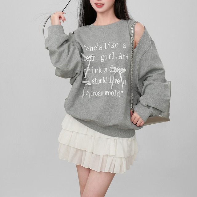 ribbon shoulder-cut print pullove m0874