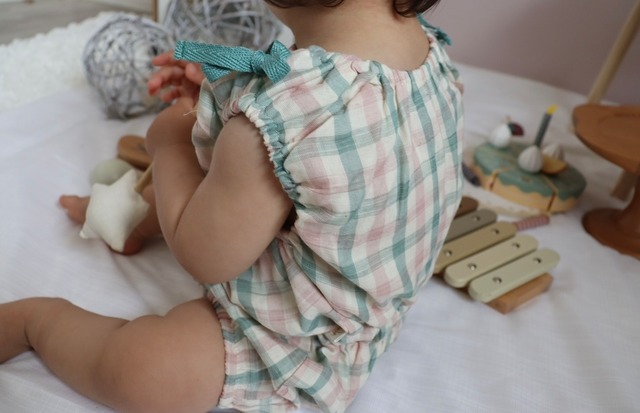 【取寄】くすみチェックが可愛すぎるリボン付きノースリーブセットアップ