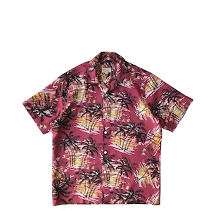 Mountain Special Aloha shirt  / Hula of Sunset  /  Burgundy