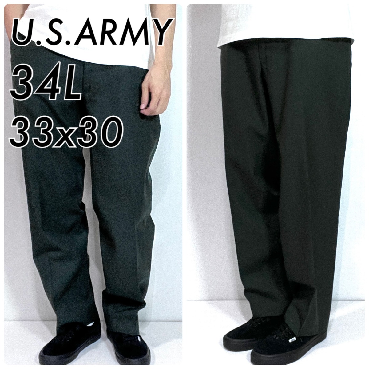 Sp0100 00s 米軍 実物 アメリカ軍 34L 実寸W33L30 アーミーグリーン ダークグリーン 深緑 DSCP ドレスパンツ スラックス ...