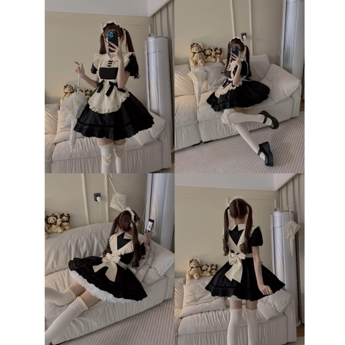 3点セット】ロリータワンピース+エプロン+ヘアバンド クラシカル