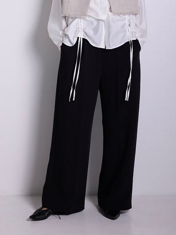 ベルト付きワイドパンツ|ブラック|CHIGNON