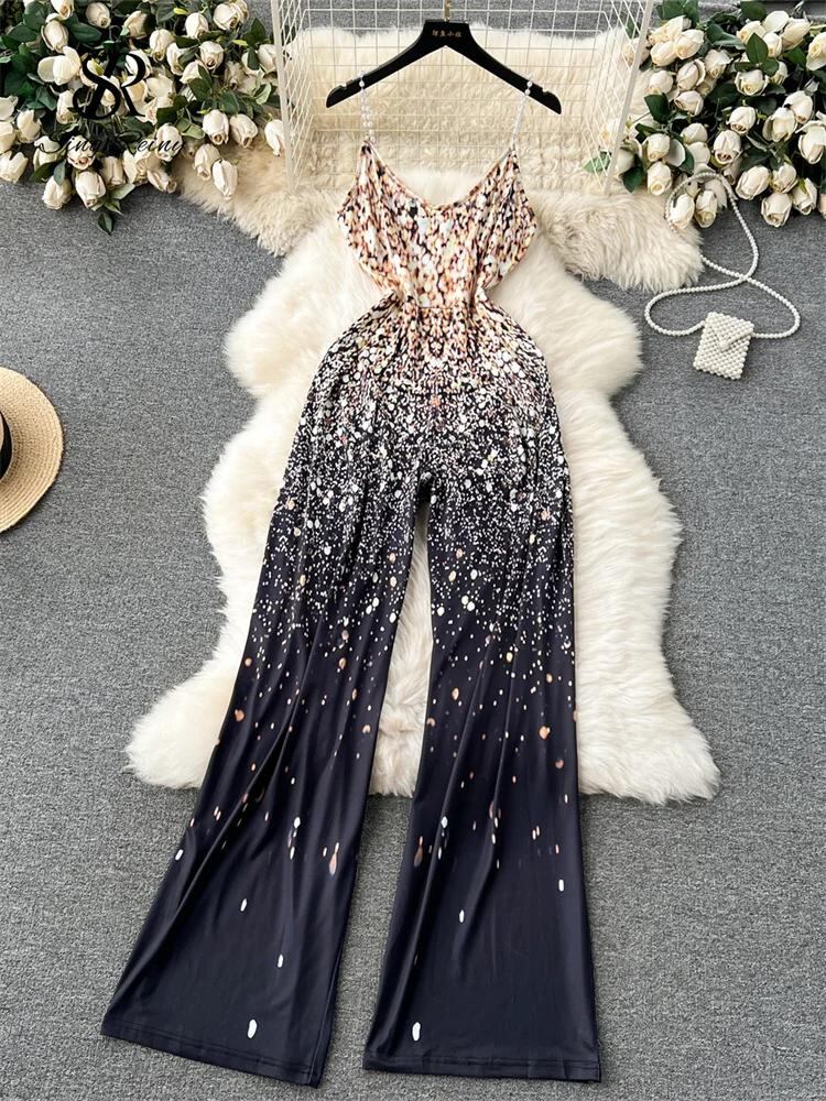 Sing補強-光沢のあるグラデーションパールストラップジャンプスーツ、セクシーなジャンプスーツ、背中の開いた、だぶだぶ、ワイドレッグ、アメリカンレトロ、シニアストリートウェア_310