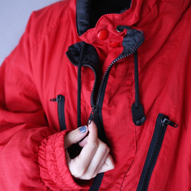 "マルボロ" multi zip tech design loose silhouette half-zip nylon pullover