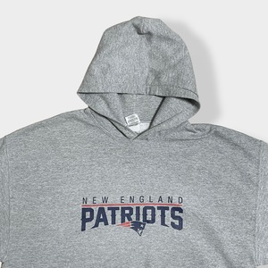 【GILDAN】NFL ニューイングランド・ペイトリオッツ New England Patriots アメフト プリント ロゴ スウェット パーカー フーディー hoodie プルオーバー XL ビッグシルエット 切替 us古着