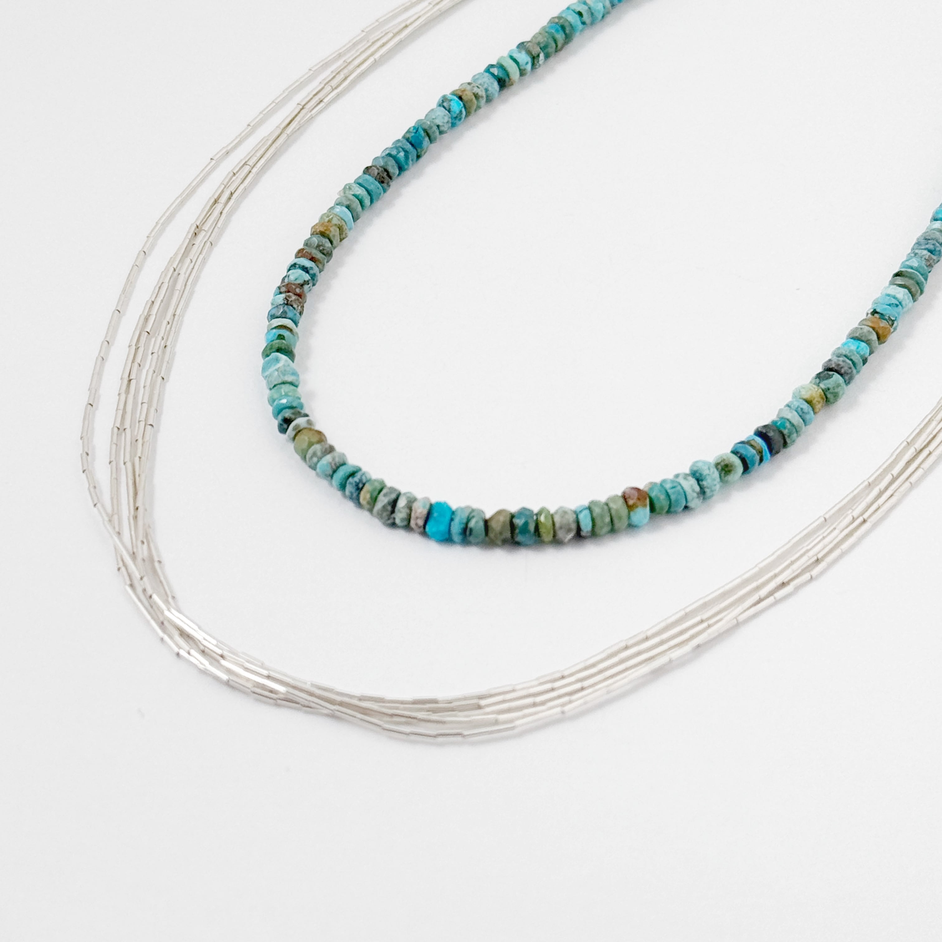 再入荷】リキッド シルバー ネックレス 5連 40cm+5cm《Indian Jewelry