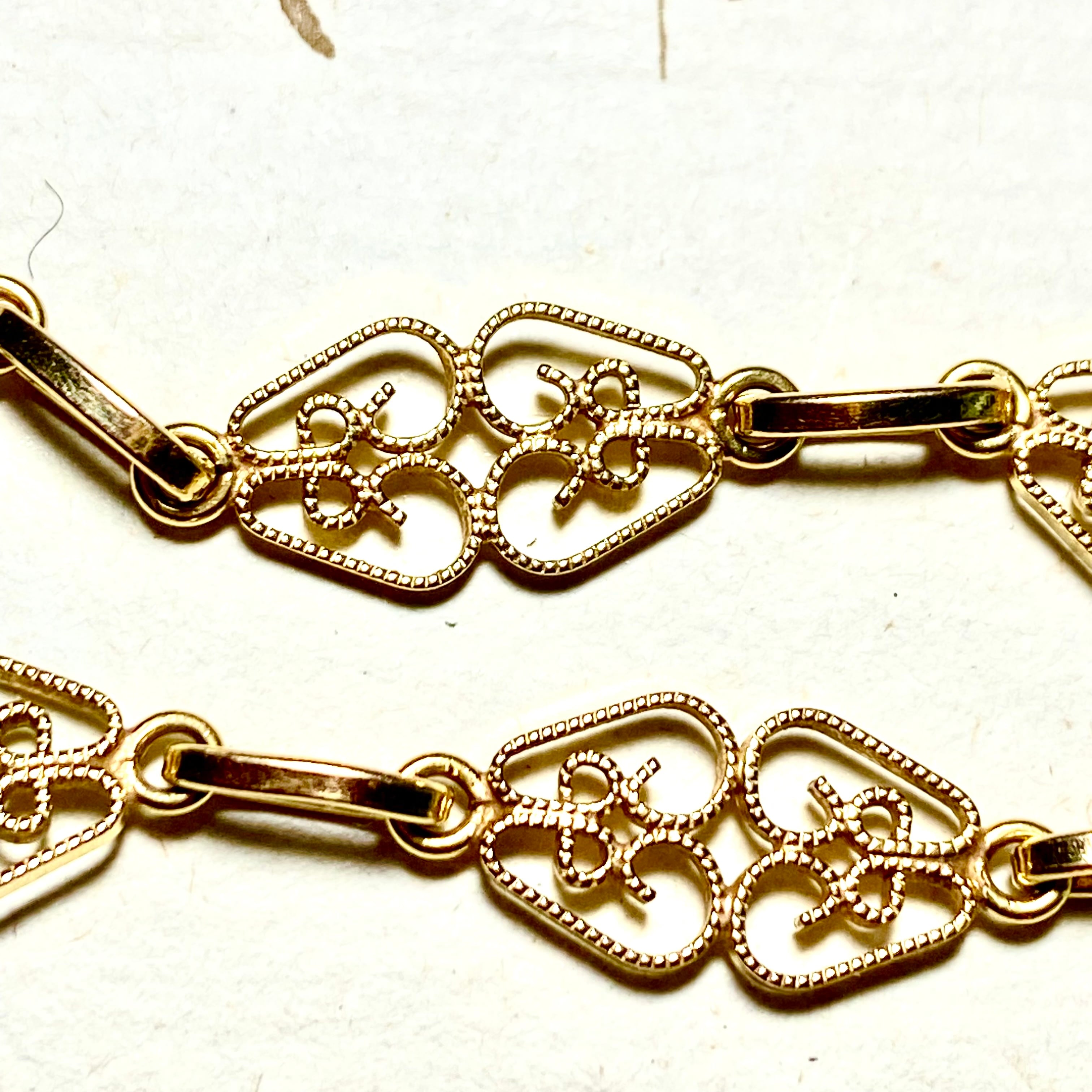 アンティーク K18 フィリグリーロングネックレス 77cm