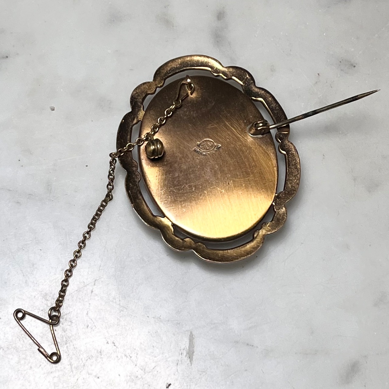 antique Thomas L. Mott metal miniature brooch