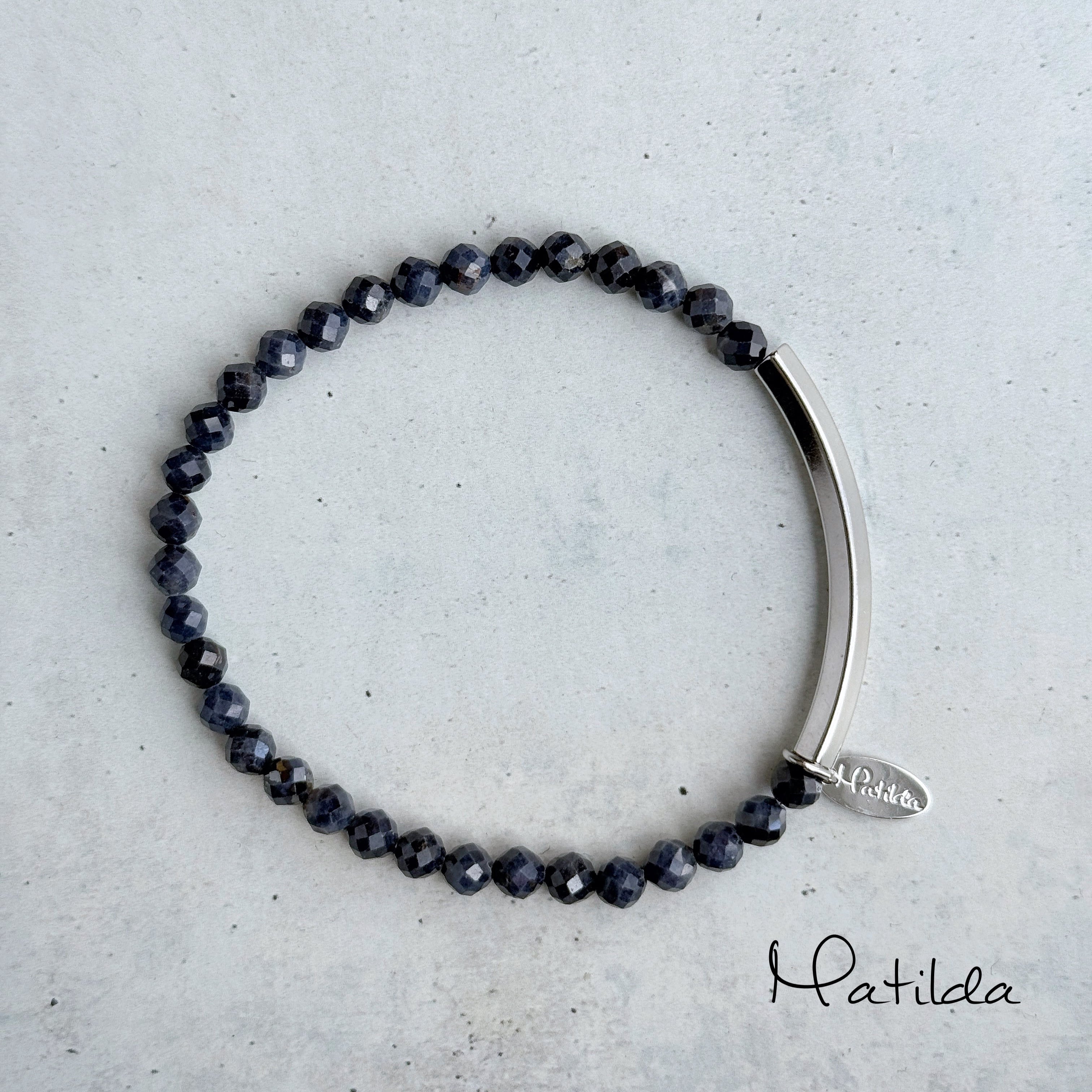 【再販】Tube & stone bracelet(サファイア)