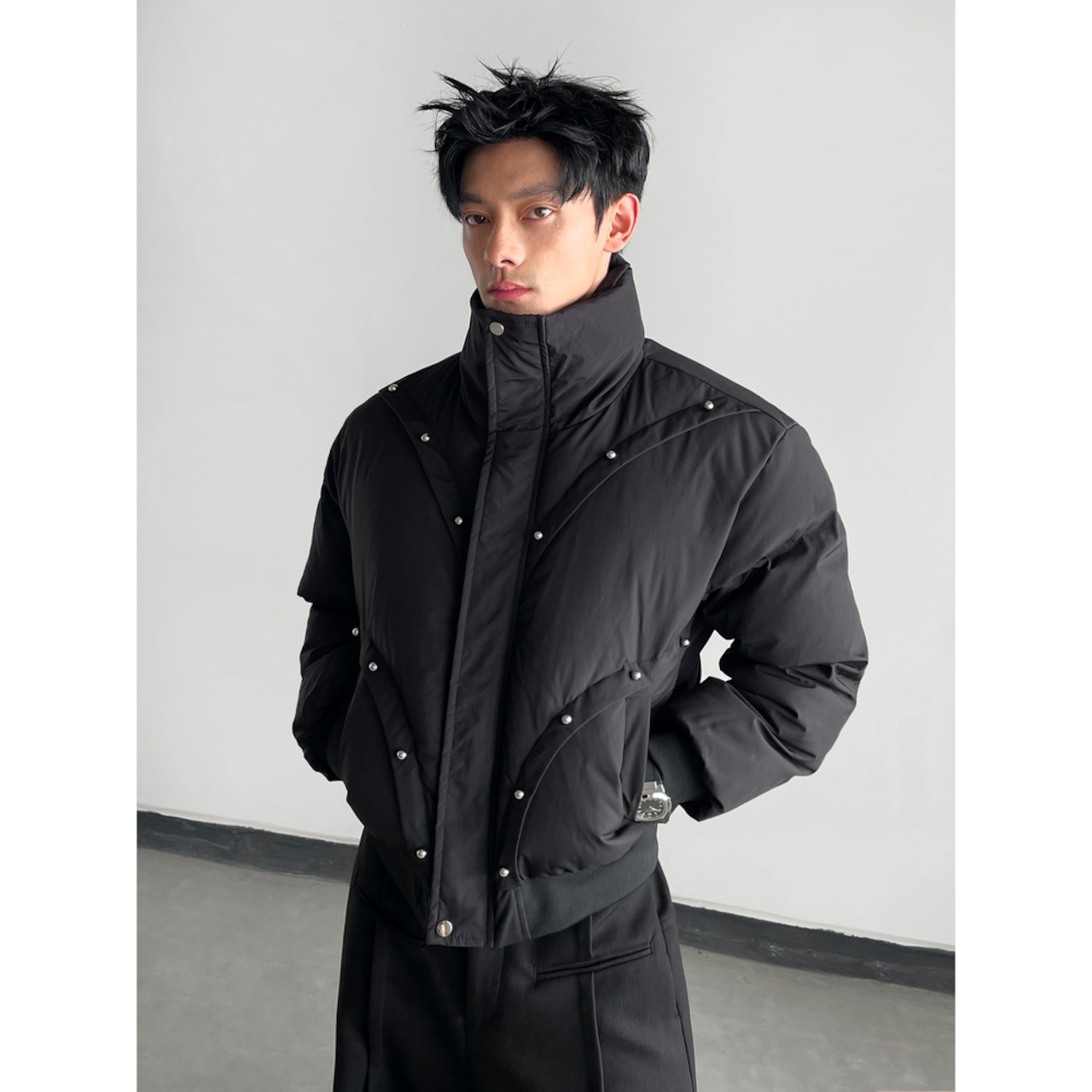 【暖かさUP】リベット 中綿ジャケット T1982