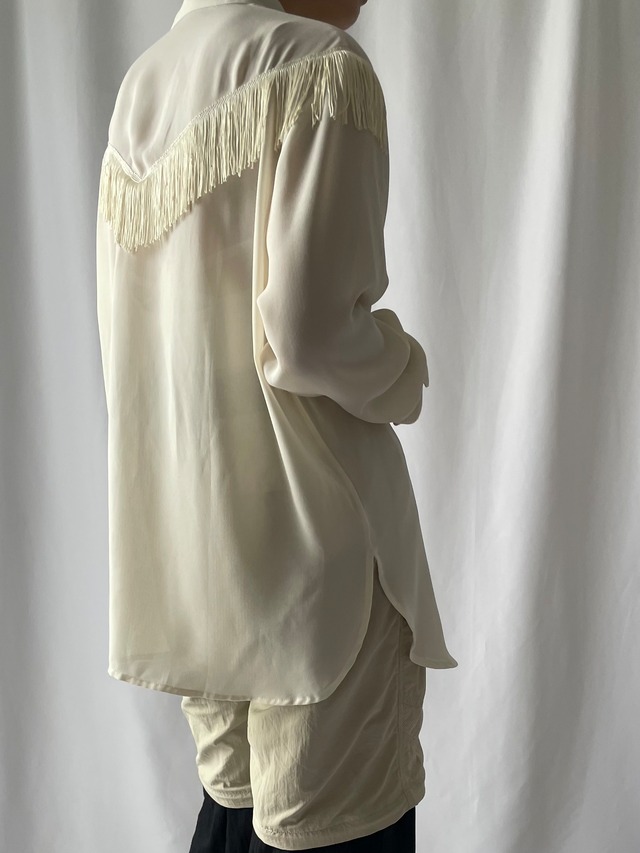 Ivory fringe design blouse