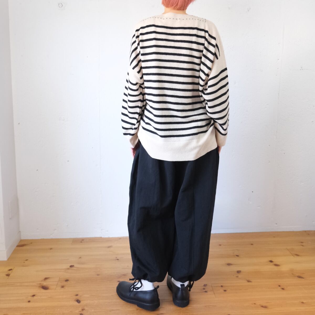 TOWAVASE(トワヴァーズ) Basque-pullover 1ply カシミヤ ボーダー