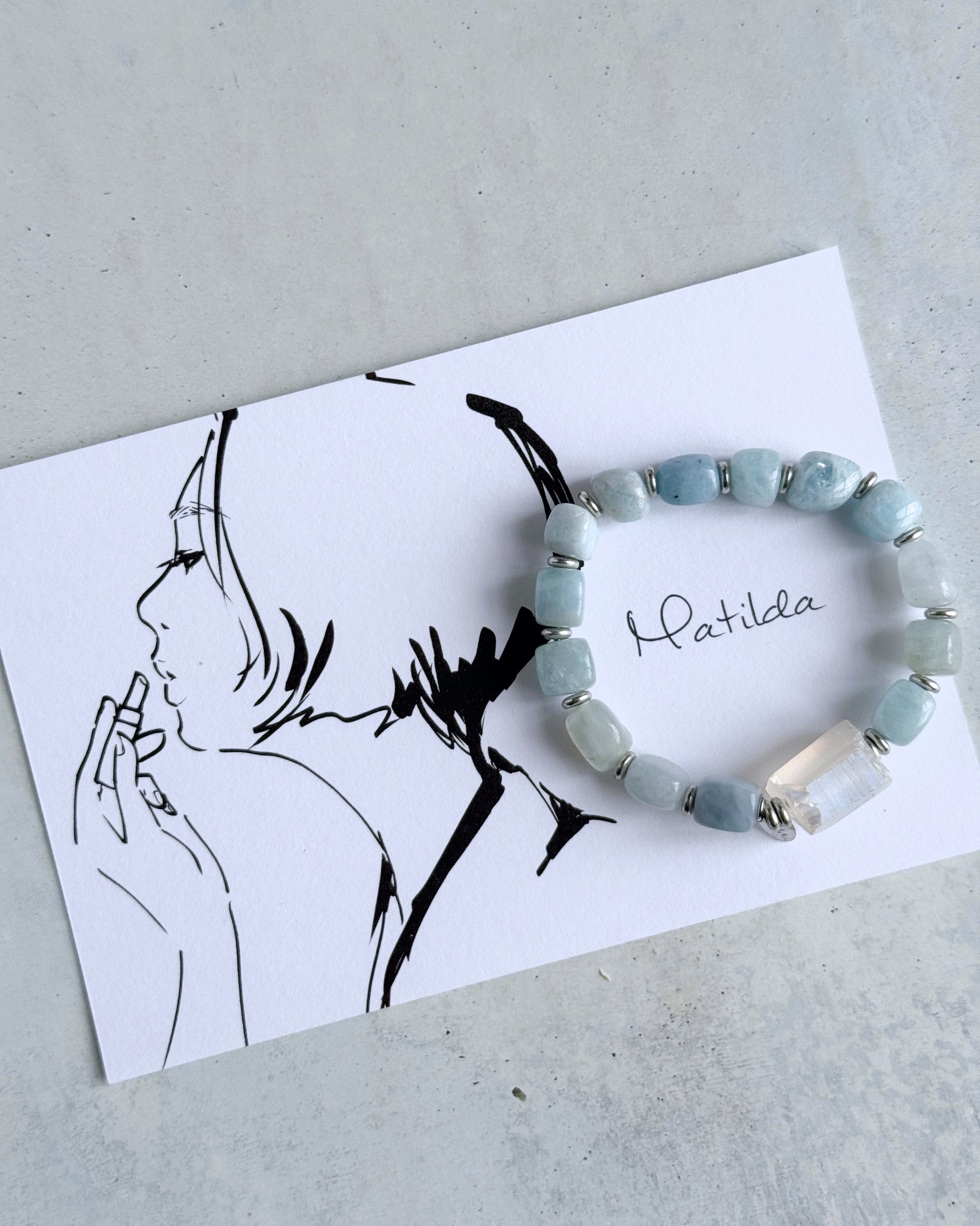 bicolor bracelet(アクアマリン×クォーツ)