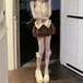 【2点セット】フリルトリムホルターネックシャツ+ティアードレースミニスカート ・78490