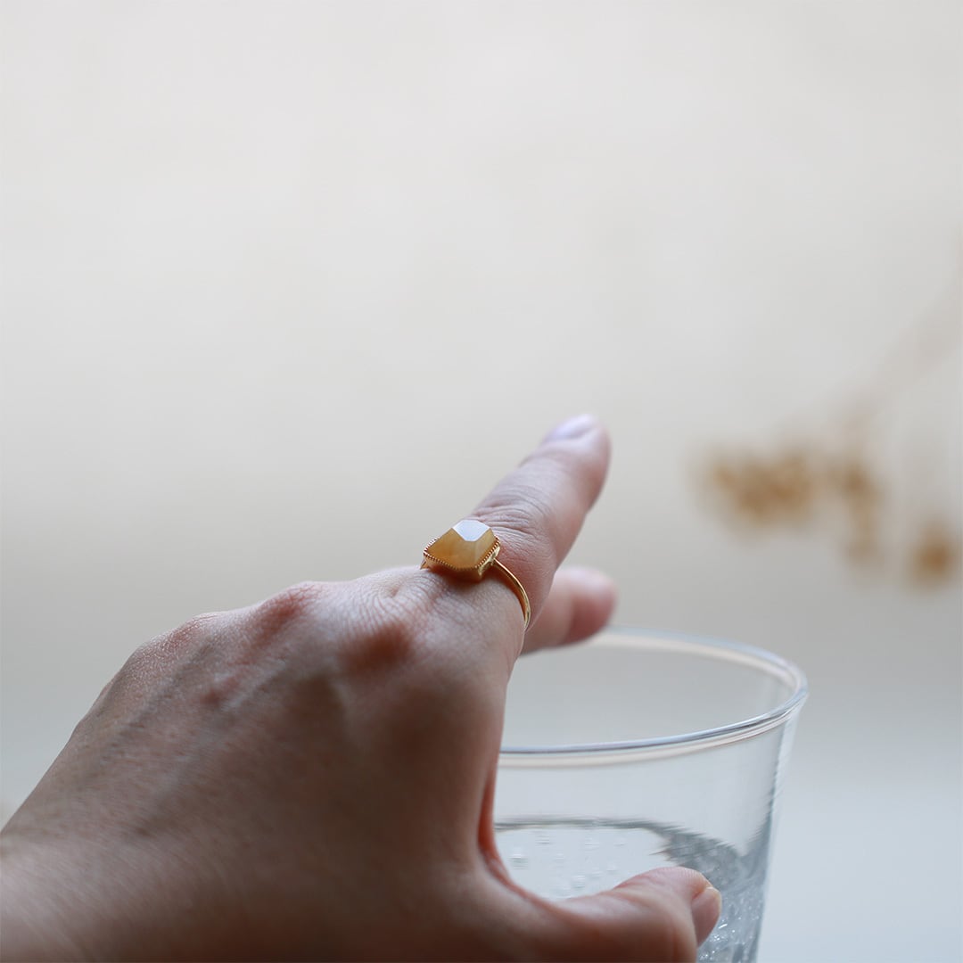 ファセットカットリング orange facet cut millgrain ring A貨翡翠