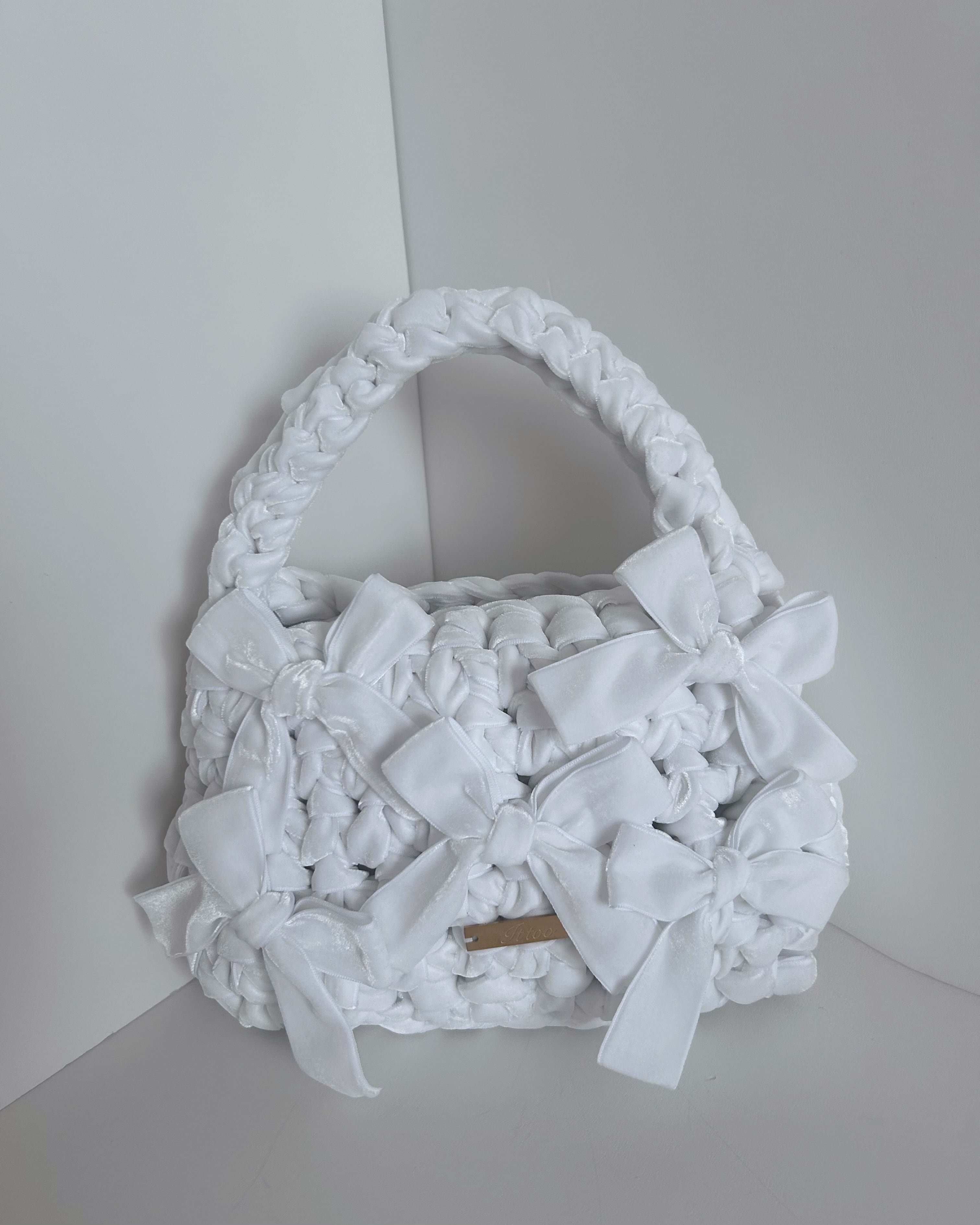 Velvet Ribbon Bag 【Regular size】White