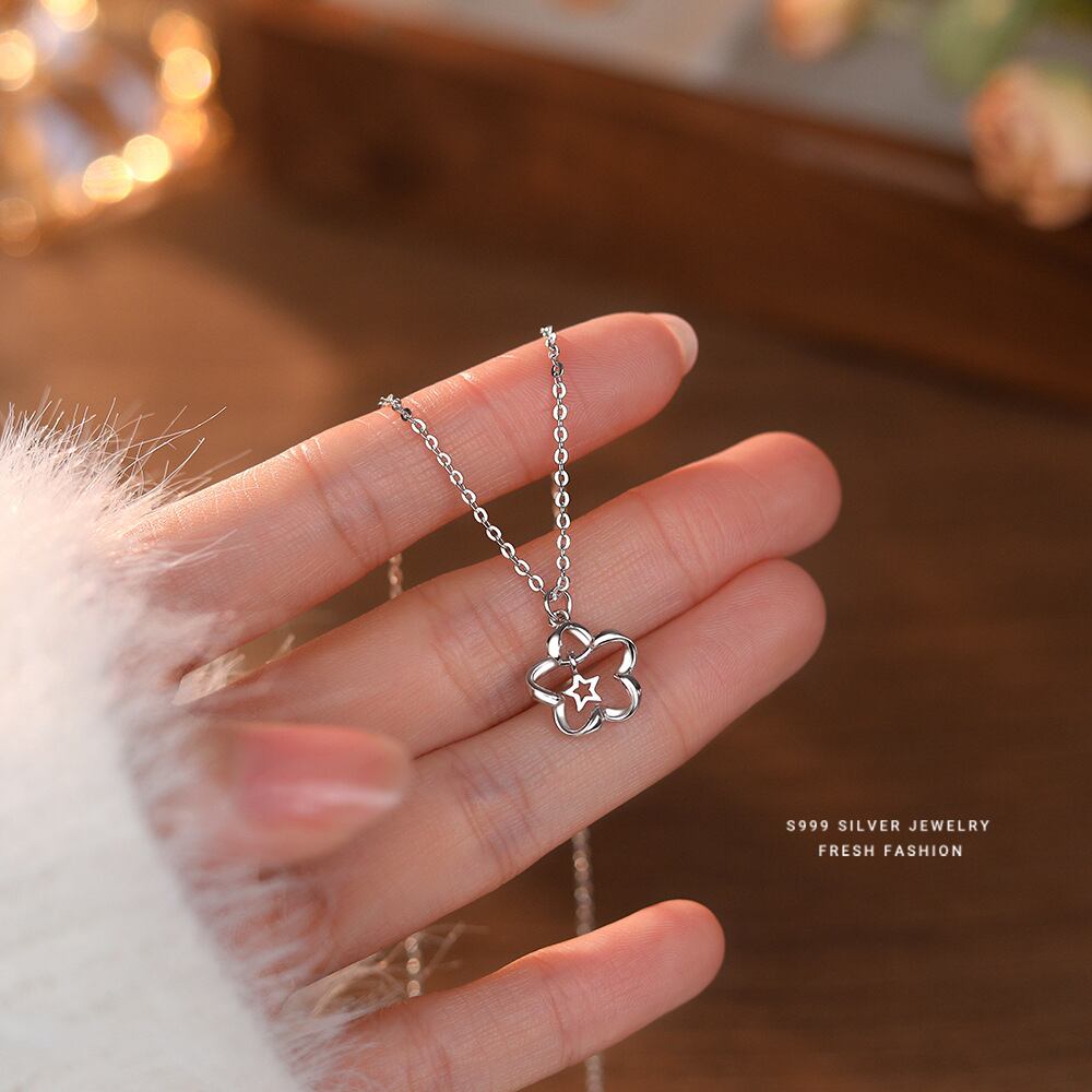 星in花 ネックレス WG仕上げ シルバー925 レディース モード系 | Daimaruya