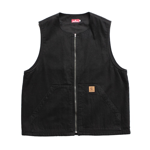 【HELLRAZOR】OVER DYE DENIM VEST(BLACK)〈国内送料無料〉