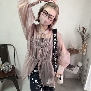 2way sheer back ribbon BL【Pink beige】