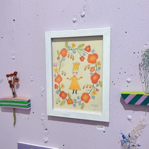 【peekaBOOwork】原画「ねこと王冠」※額装付き