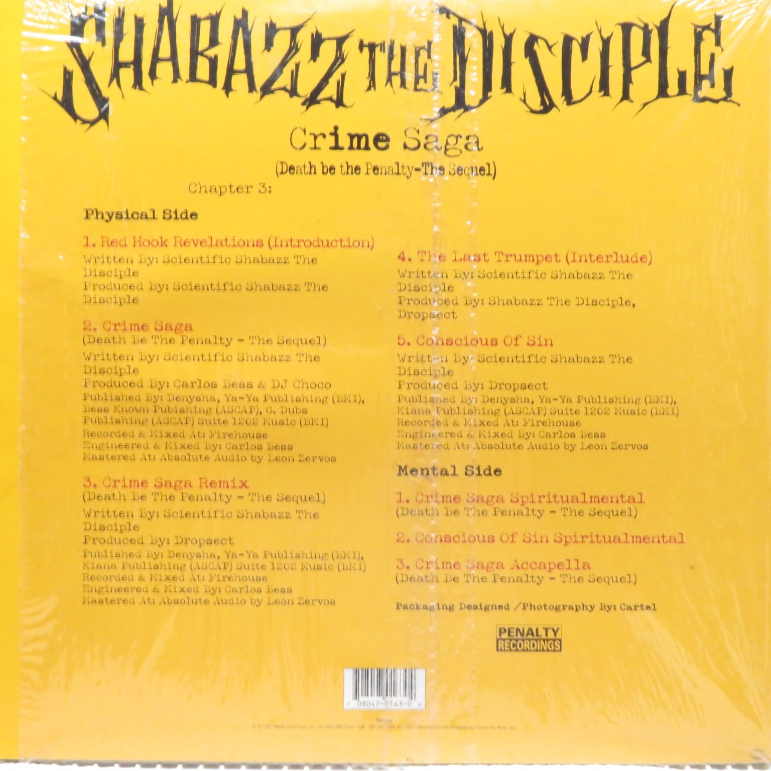 Shabazz The Disciple / Crime Saga (Death Be The Penalty - The Sequel) [PRV-0163] - 画像2