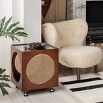 サイドテーブル キューブ型 円形収納 キャスター付き 移動式 北欧風 木製 モダン インテリア リビング ベッドサイド 多機能 おしゃれ