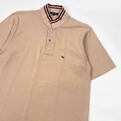 BURBERRY LONDON バーバリー ロンドン ワンポイント 鹿の子 半袖 ポロシャツ L/ベージュ系 メンズ