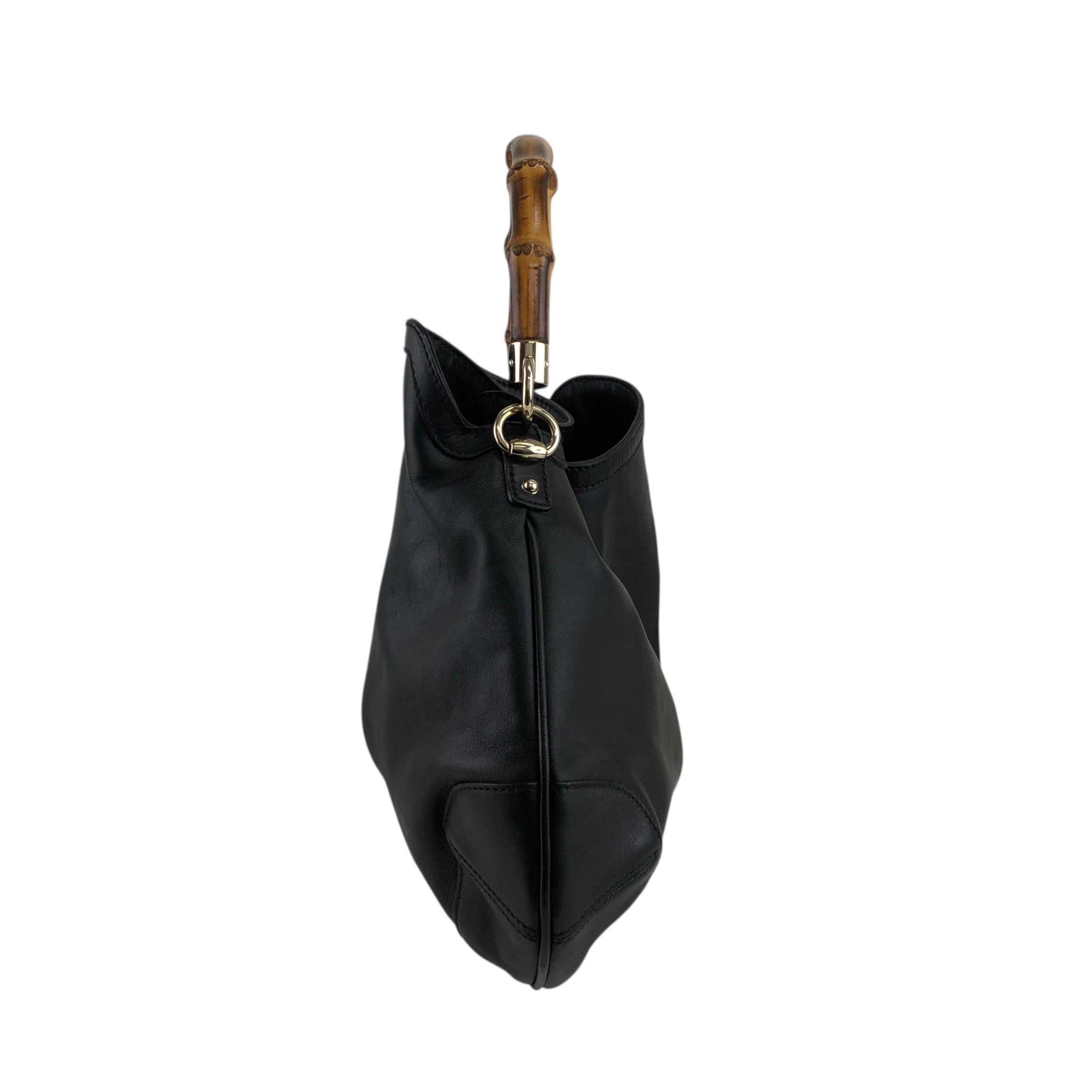 GUCCI グッチ ハンドバッグ ブラック バンブー レザー vintage